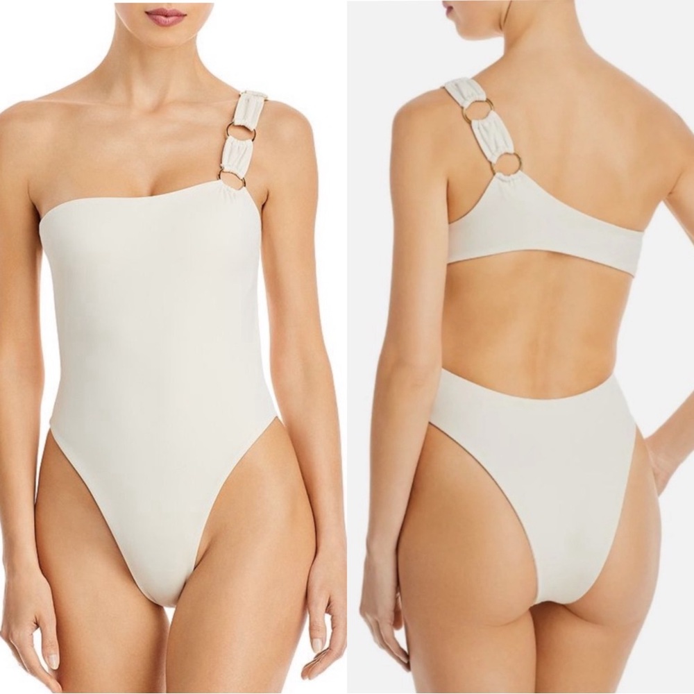 Joues de sable one shoulder ring detail open back swimsuit FIRM PRICE